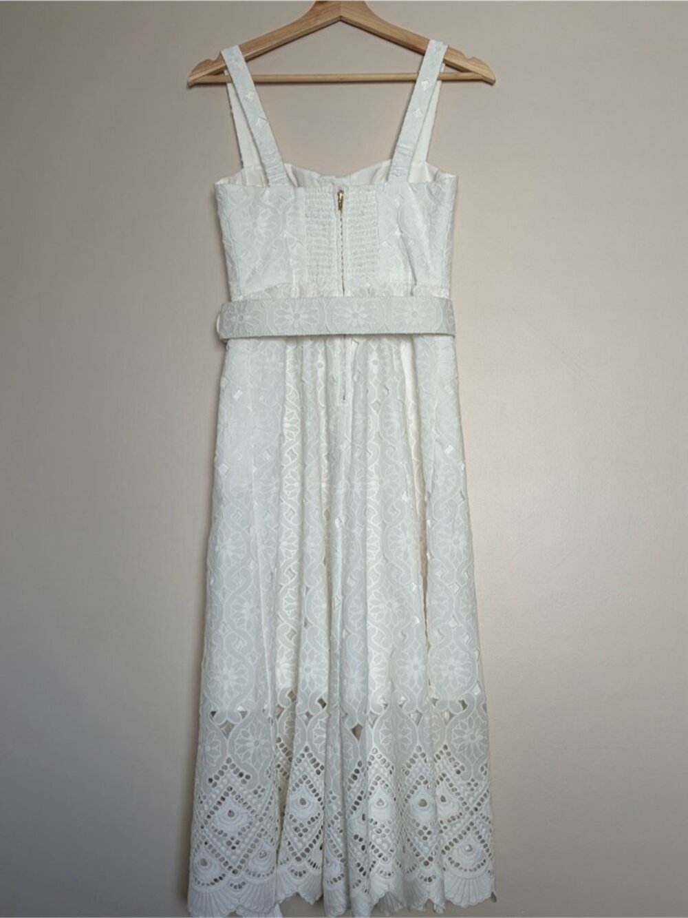 NEW Cara Cara Calypso Bustier Midi Dress Trellis Eyelet White Lace | US 6 UK 10 - Picture 8 of 16